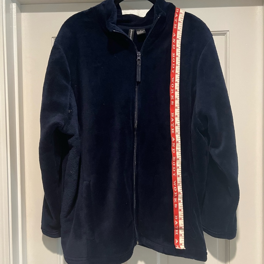Woman Within Cozy Soft zip up Navy Teddy Jacket